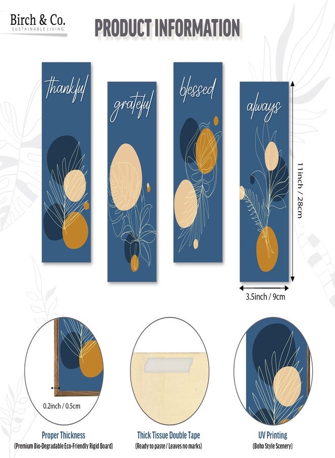 Birch & Co. ديكور حائط من Birch & Co. لغرفة المعيشة وغرفة النوم - لوح معاد تدويره صلب وصديق للبيئة - لوحة جدارية بشريط لاصق مزدوج، لون أزرق بلوم - Image 2